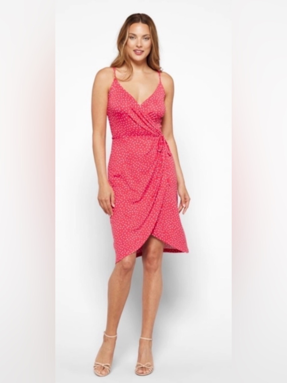 41 Hawthorn Annora Faux Wrap Knit Dress - Red/White Polka Dot